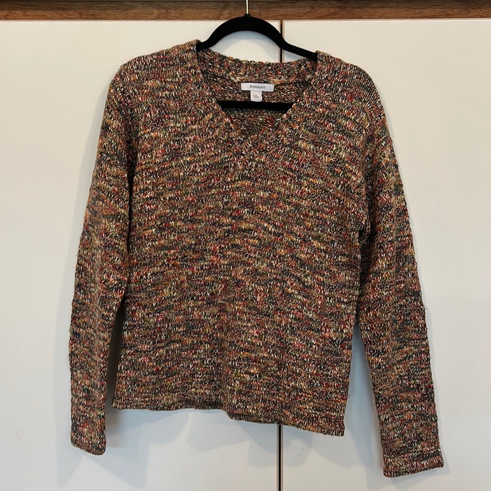 Dress barn multi-color v-neck sweater - size M.